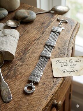 Brighton French Quarter Ophelia Silver P Multi-Strand Floral Bracelet